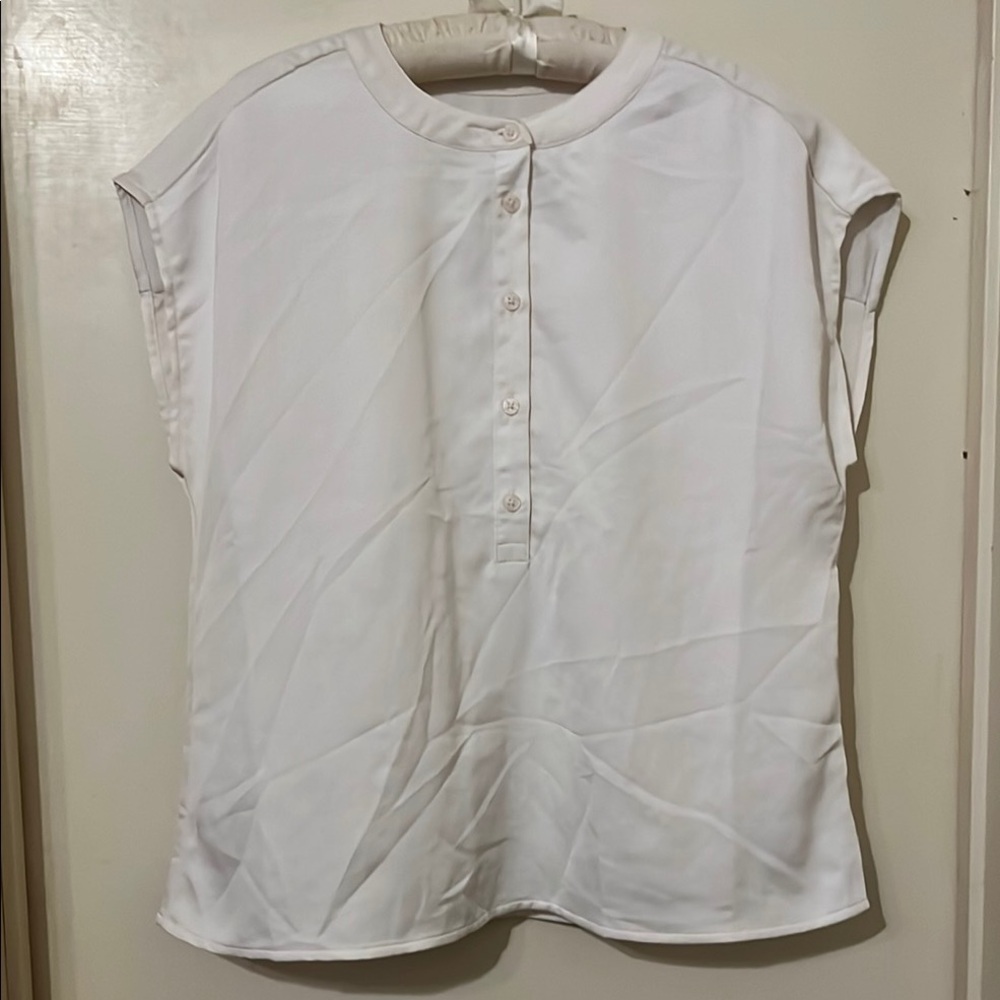 A New Day White Boxy Buttoned T-Shirt